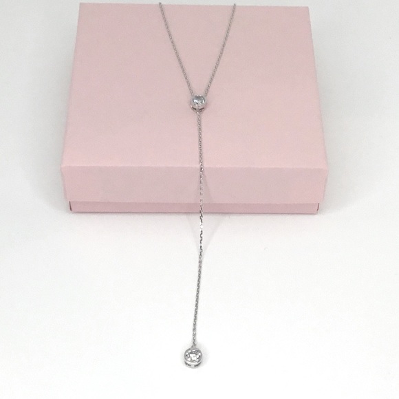 Sterling Silver RP Cz Drop Necklace - Picture 2 of 15